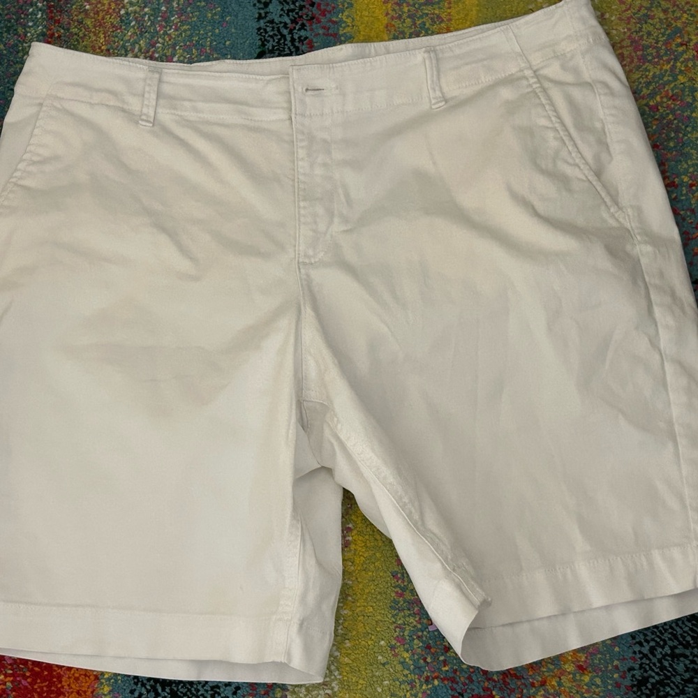LOFT Monroe Bermuda White Cotton Shorts Sz 14